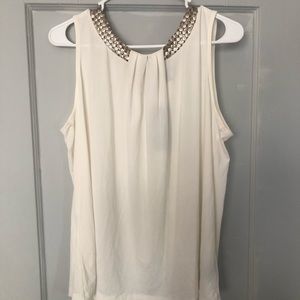NWT cream top with rose gold beading detail.